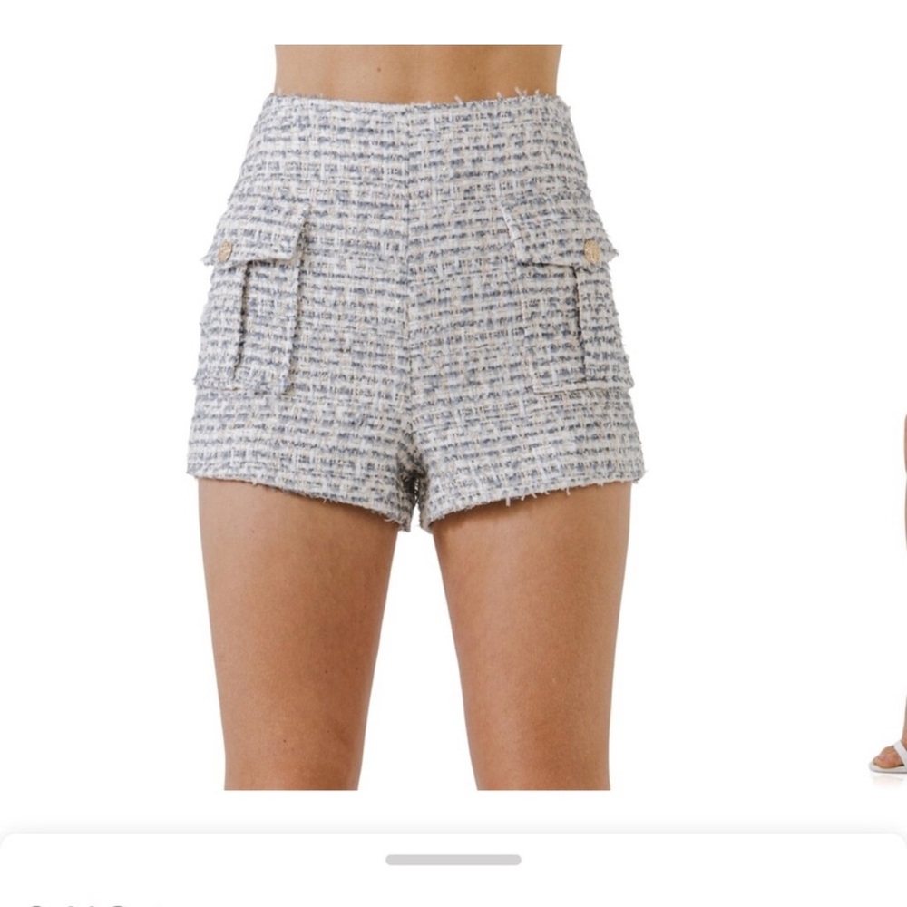 Endless Rose High Waist White and Blue Shorts